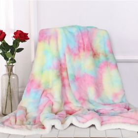 1 Piece Shaggy Blanket Plush Faux Fur Blanket For Bed Sofa Ultra Soft Luxury Sherpa Blanket Rainbow Colorful  Blanke (Option: 160x200cm-Pink)