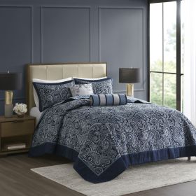 5 Piece Jacquard Bedspread Set with Throw Pillows (Color: as Pic)