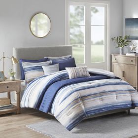 8 Piece Printed Seersucker Comforter and Quilt Set Collection (Color: as Pic)