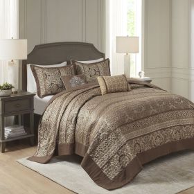 5 Piece Reversible Jacquard Bedspread Set (Color: as Pic)