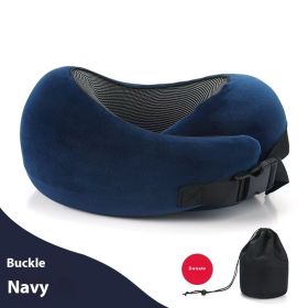 Soft Memory Foam Travel Neck Pillow U Shape Adjustable Support Comfortably Sleeping On Plane Car Office Noon Break (Option: Navy Blue Card Deduction)
